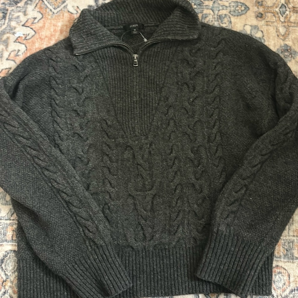 Jcrew grey cable knit sweater